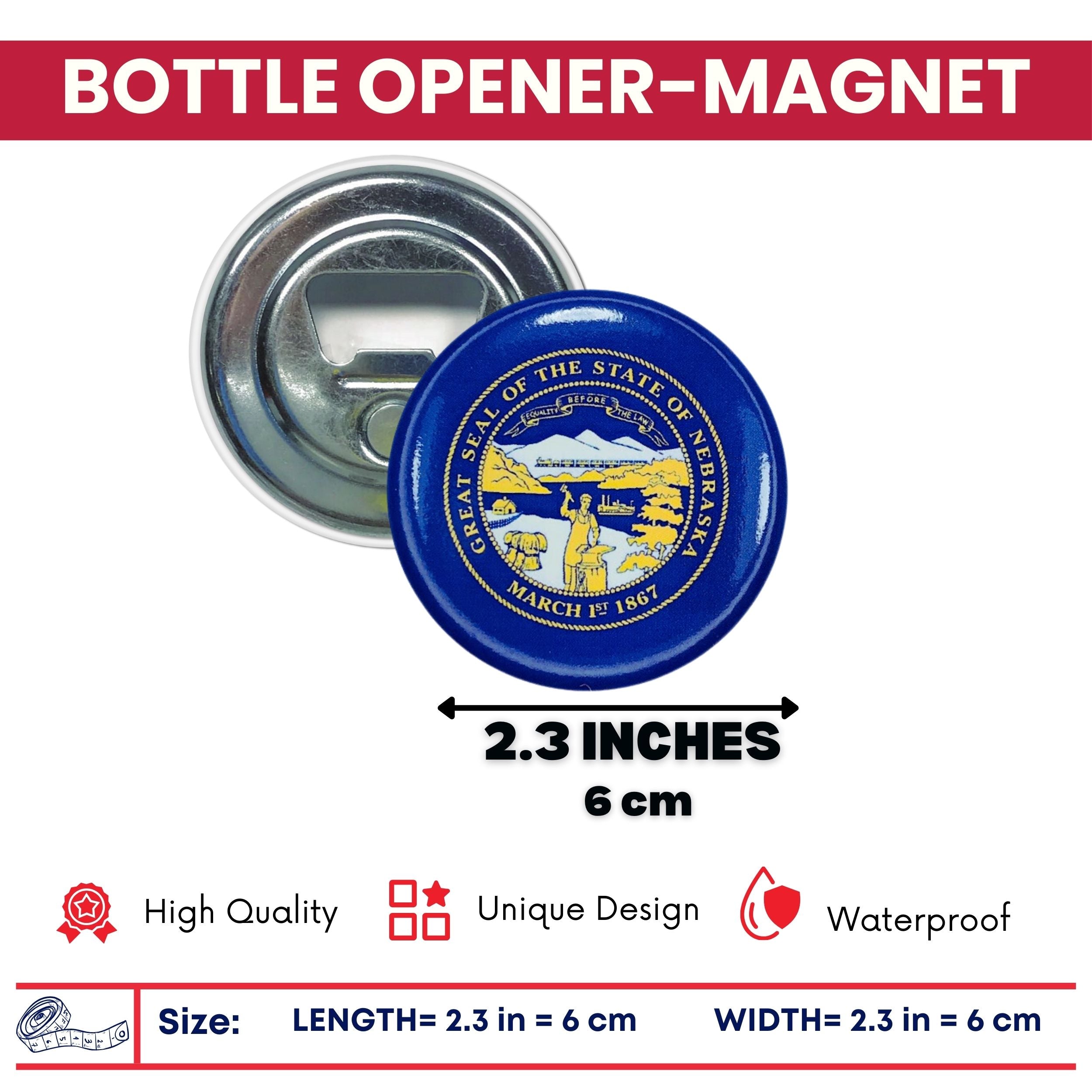 Bottle Opener-Magnet - State Flag Nebraska - USA