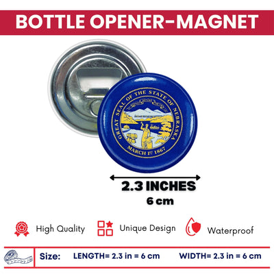 Bottle Opener-Magnet - State Flag Nebraska - USA