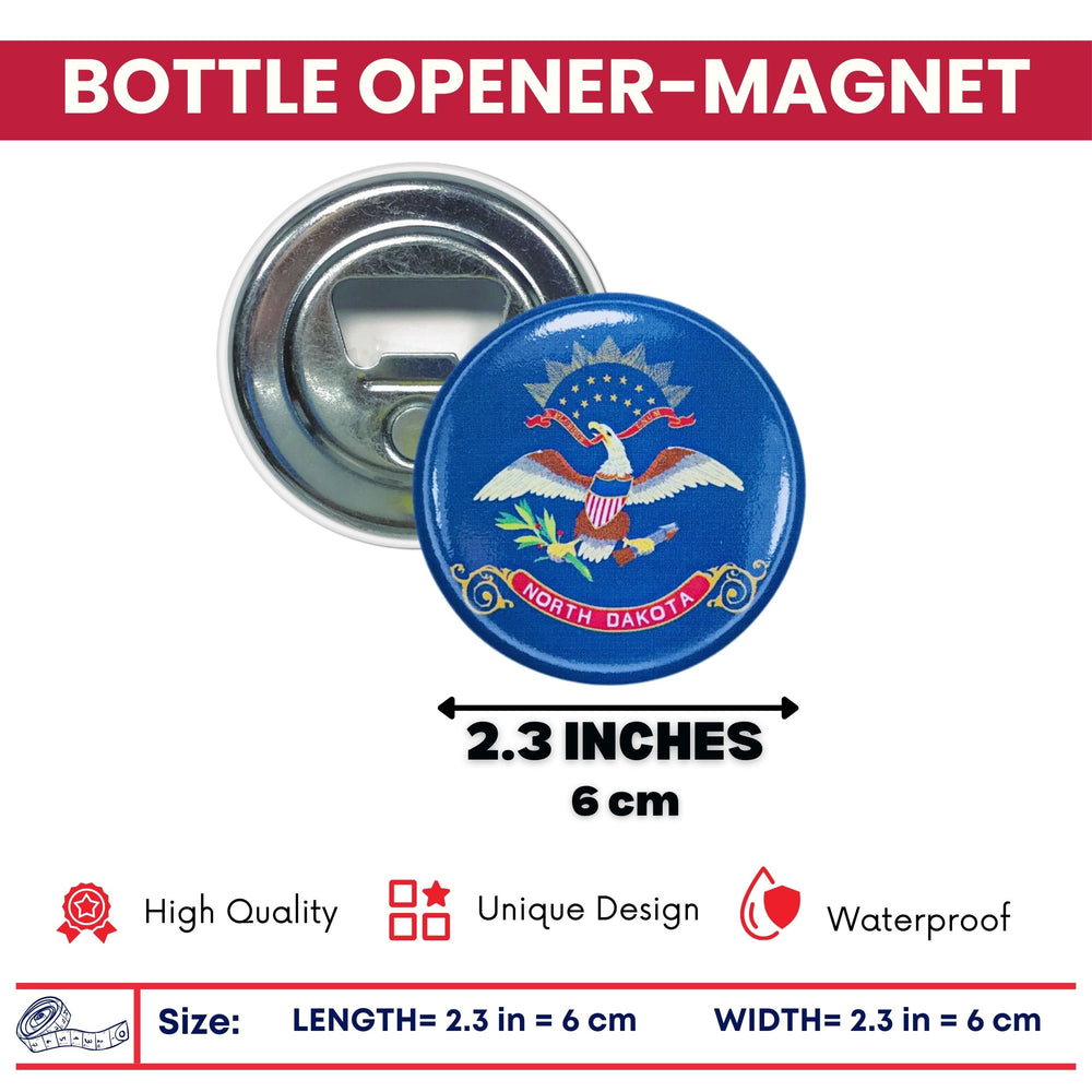 Bottle Opener-Magnet - State Flag North Dakota - USA
