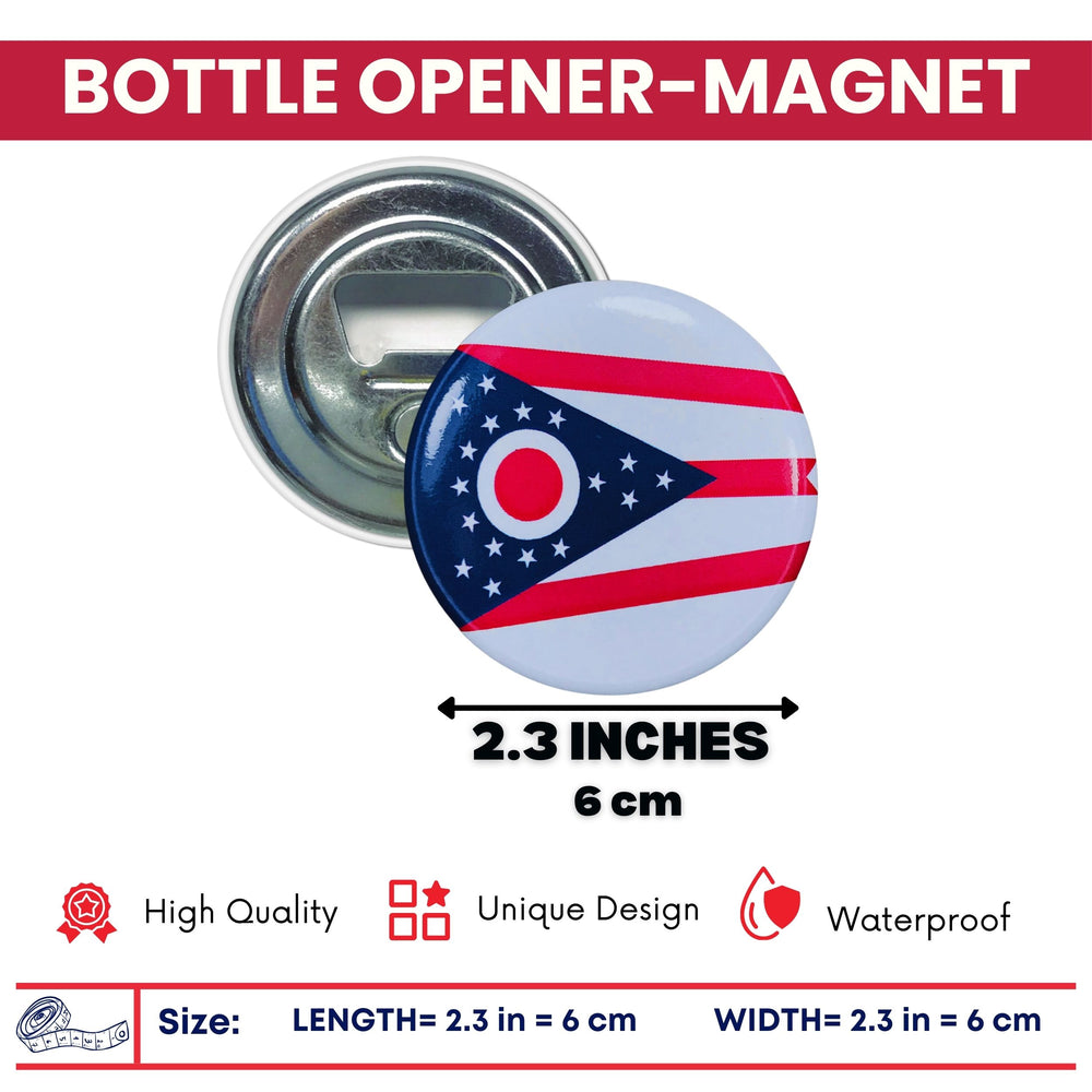 Bottle Opener-Magnet - State Flag Ohio - USA