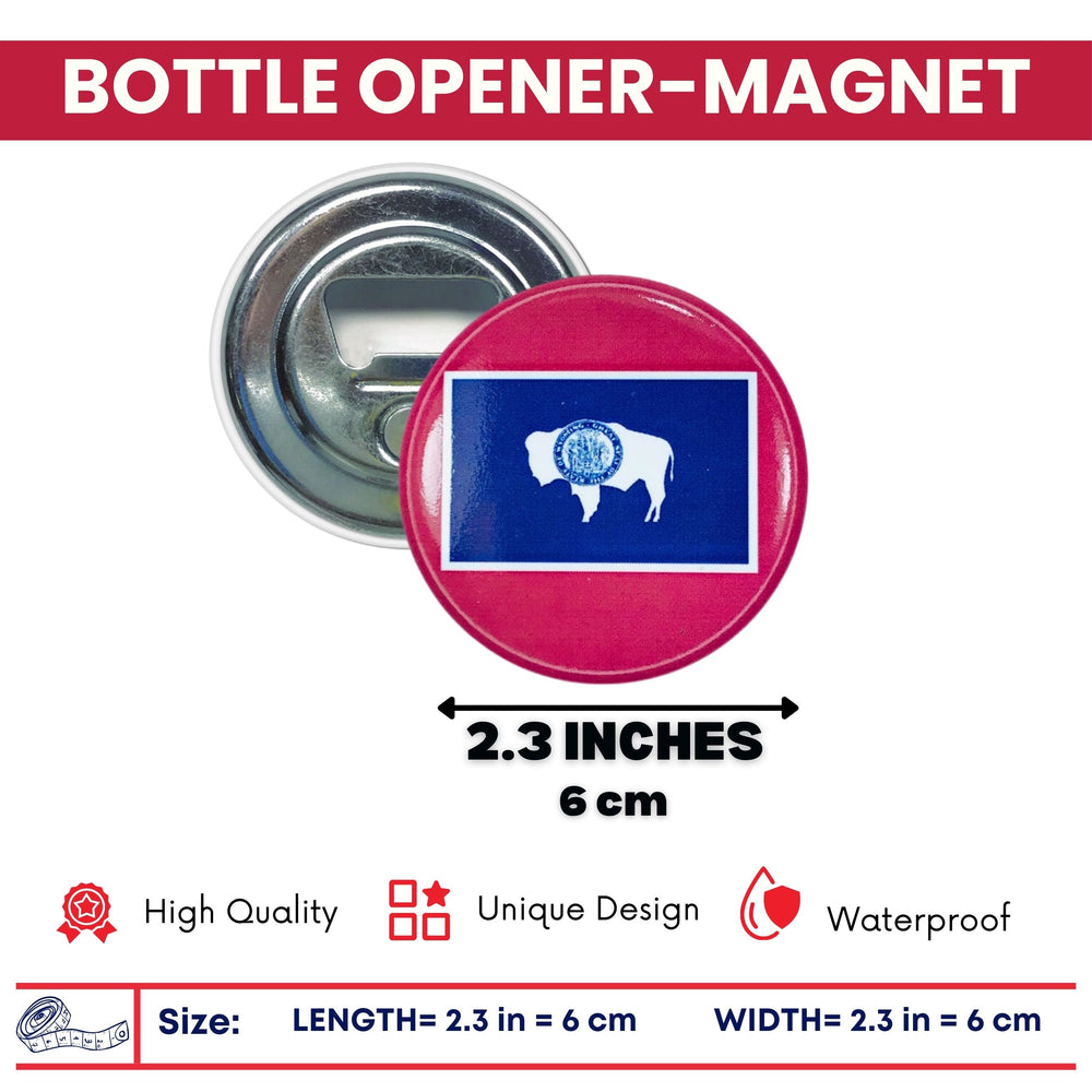 Bottle Opener-Magnet - State Flag Wyoming - USA
