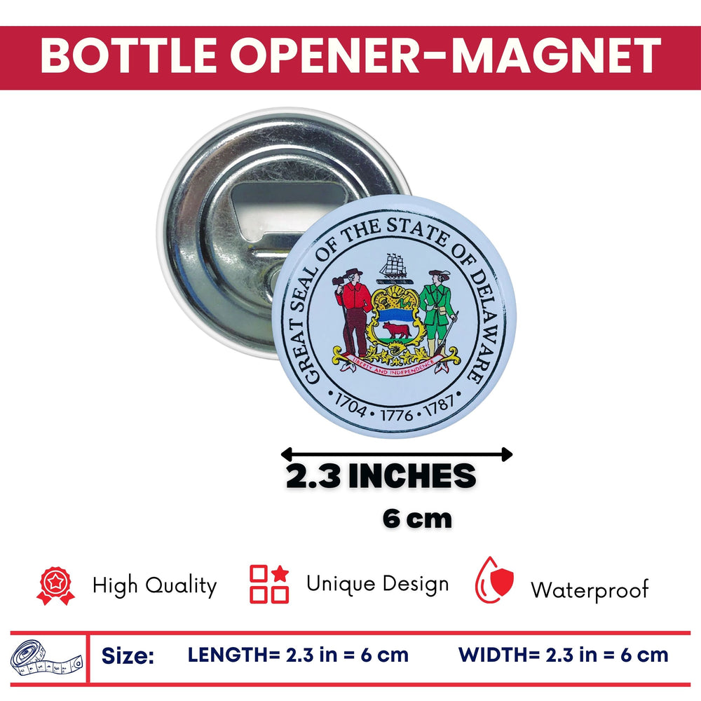 Bottle Opener - Magnet - State Seal Delaware - USA
