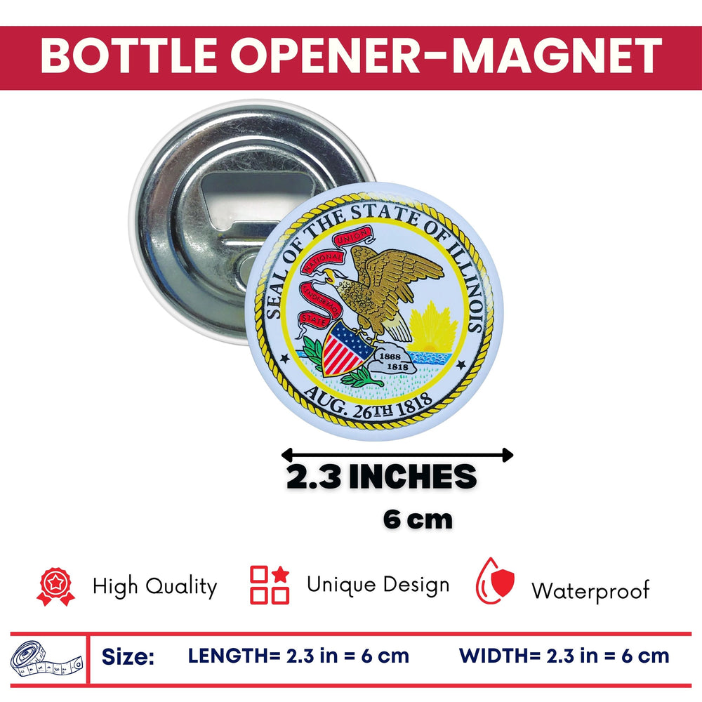Bottle Opener - Magnet - State Seal Illinois - USA