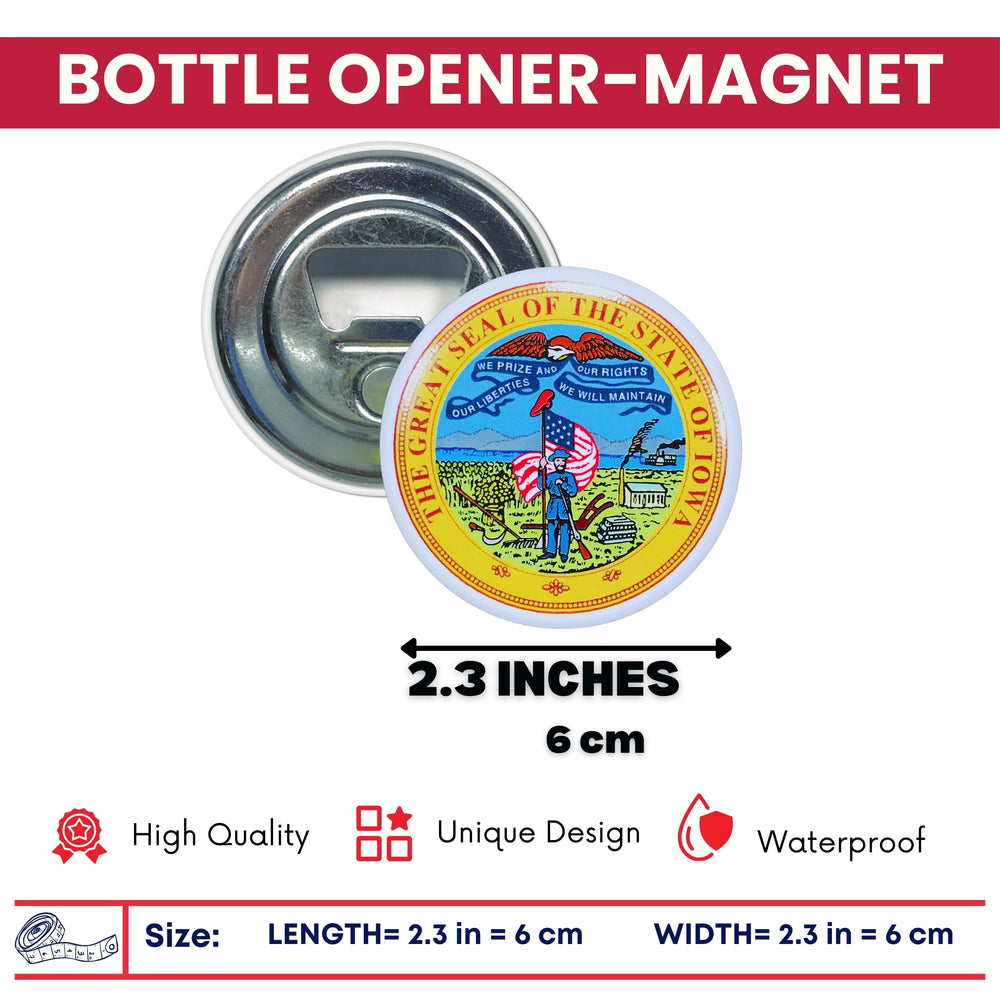 Bottle Opener - Magnet - State Seal Iowa - USA