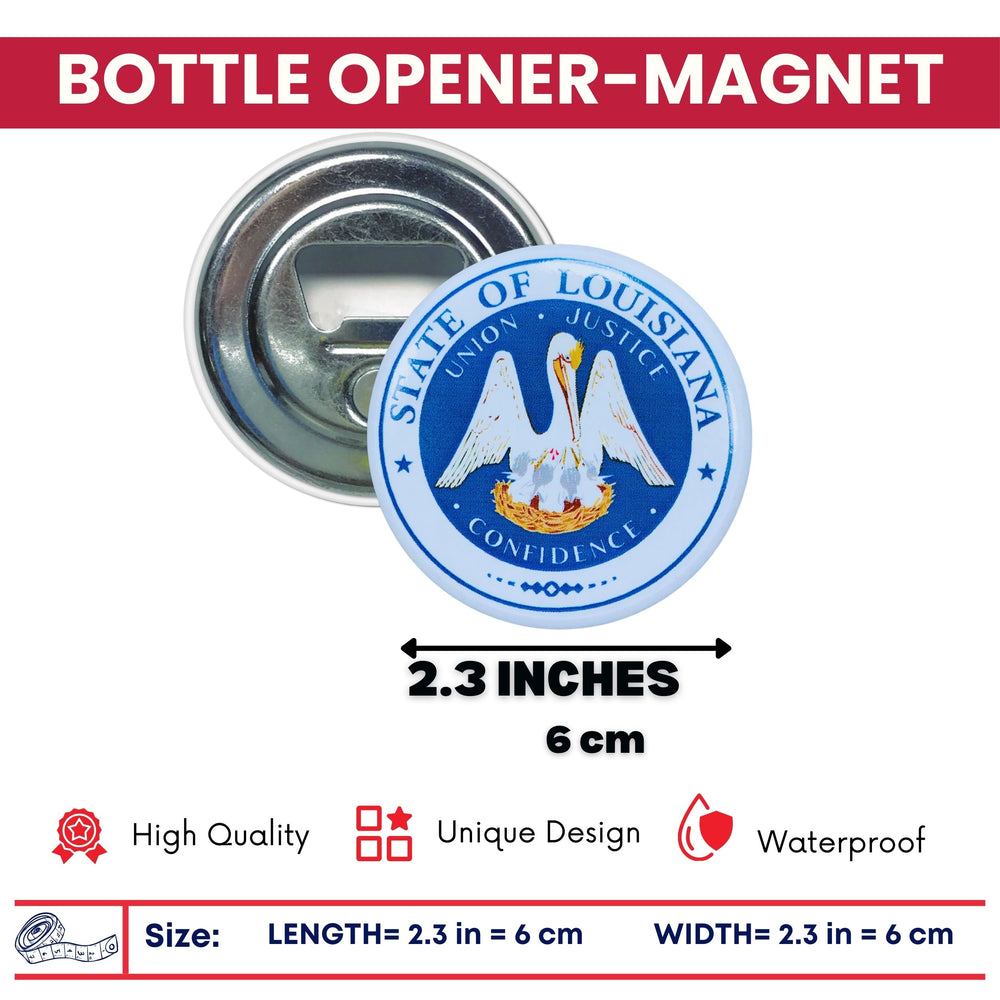 Bottle Opener - Magnet - State Seal Louisiana - USA