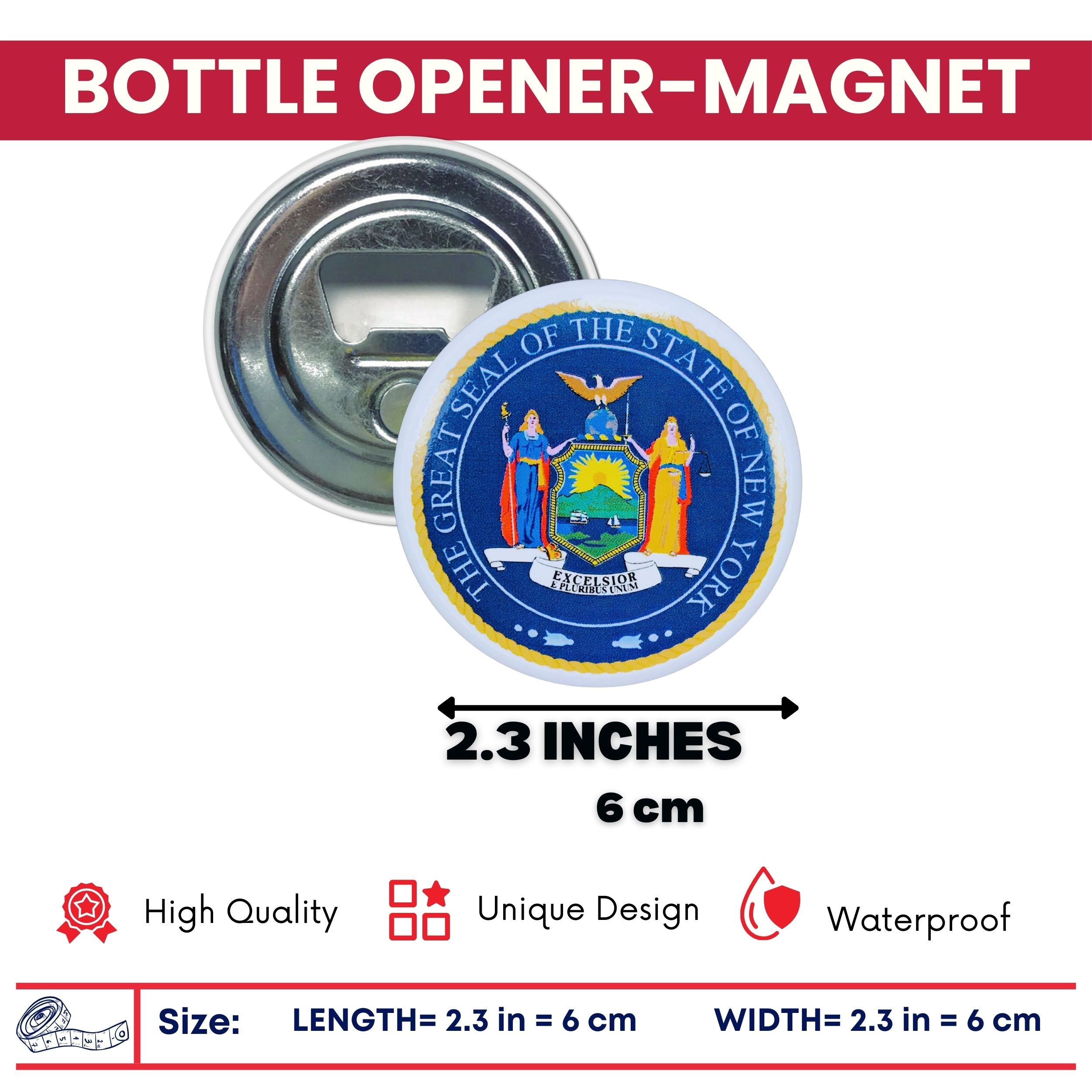 Bottle Opener - Magnet - State Seal New York - USA