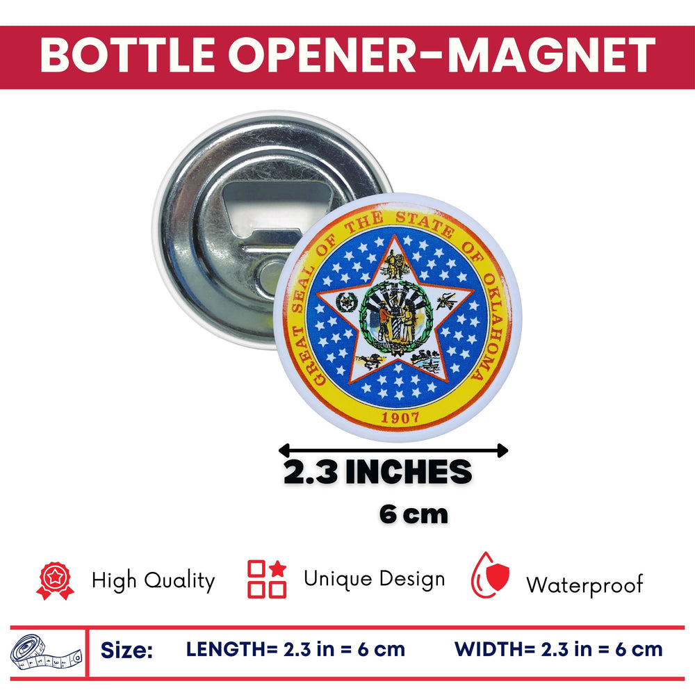 Bottle Opener - Magnet - State Seal Oklahoma - USA