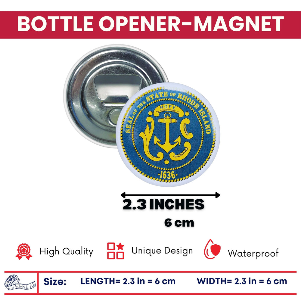 Bottle Opener - Magnet - State Seal Rhode Island - USA