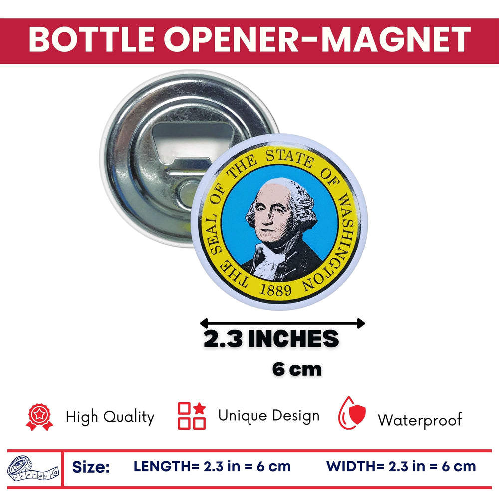 Bottle Opener - Magnet - State Seal Washington - USA