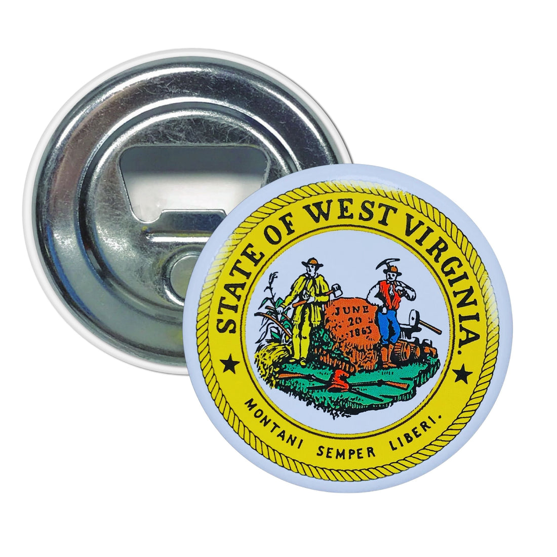 Bottle Opener - Magnet - State Seal West Virginia - USA