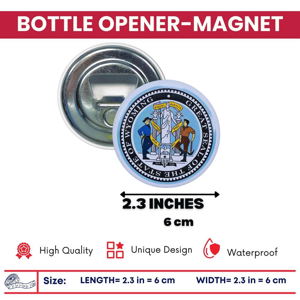 Bottle Opener - Magnet - State Seal Wyoming - USA