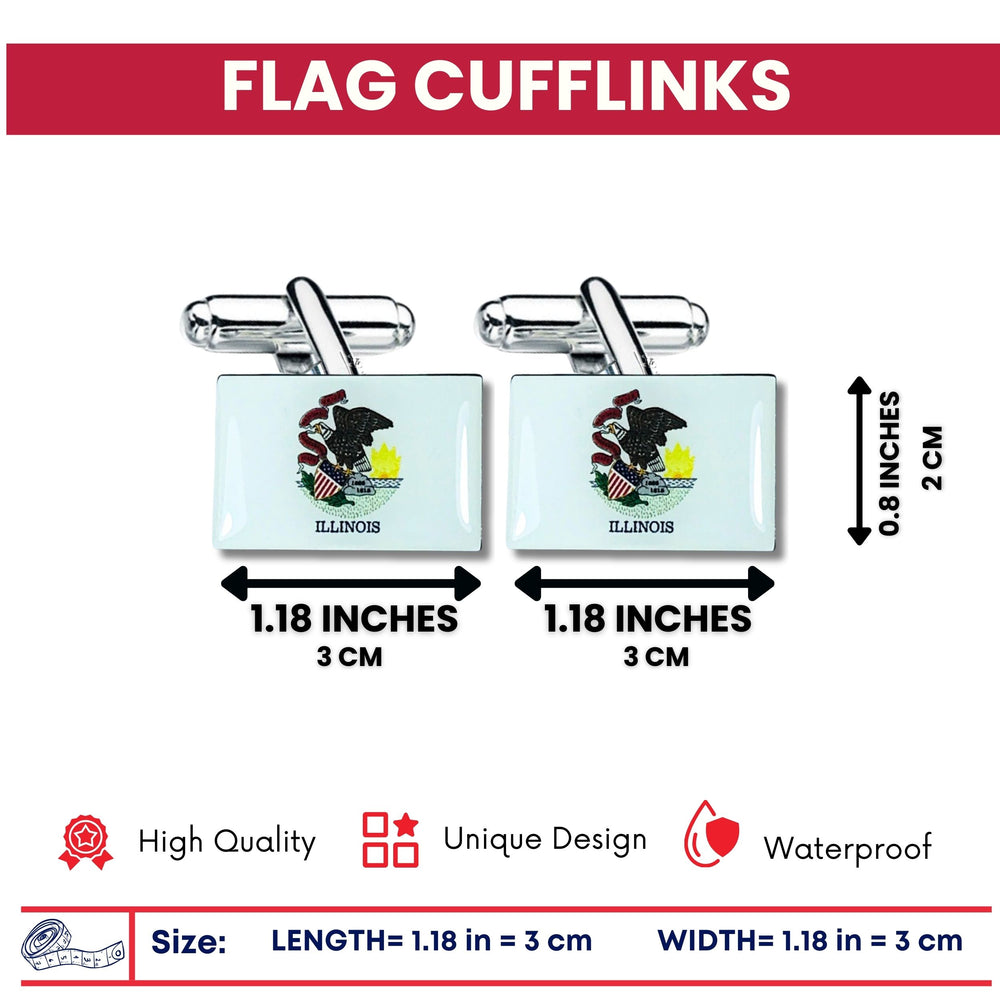 Cufflinks - State Flag - Illinois USA