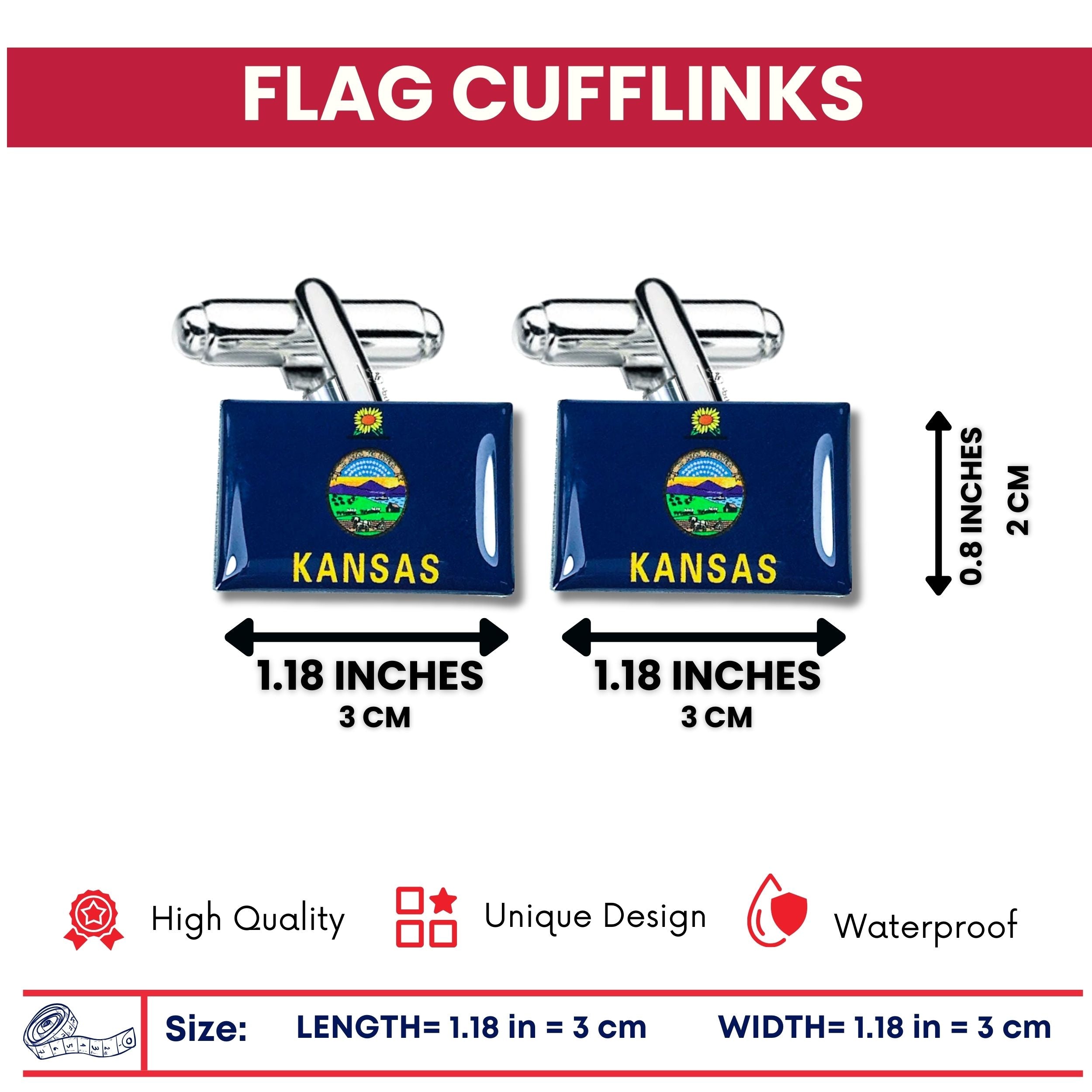 Cufflinks - State Flag - Kansas - USA