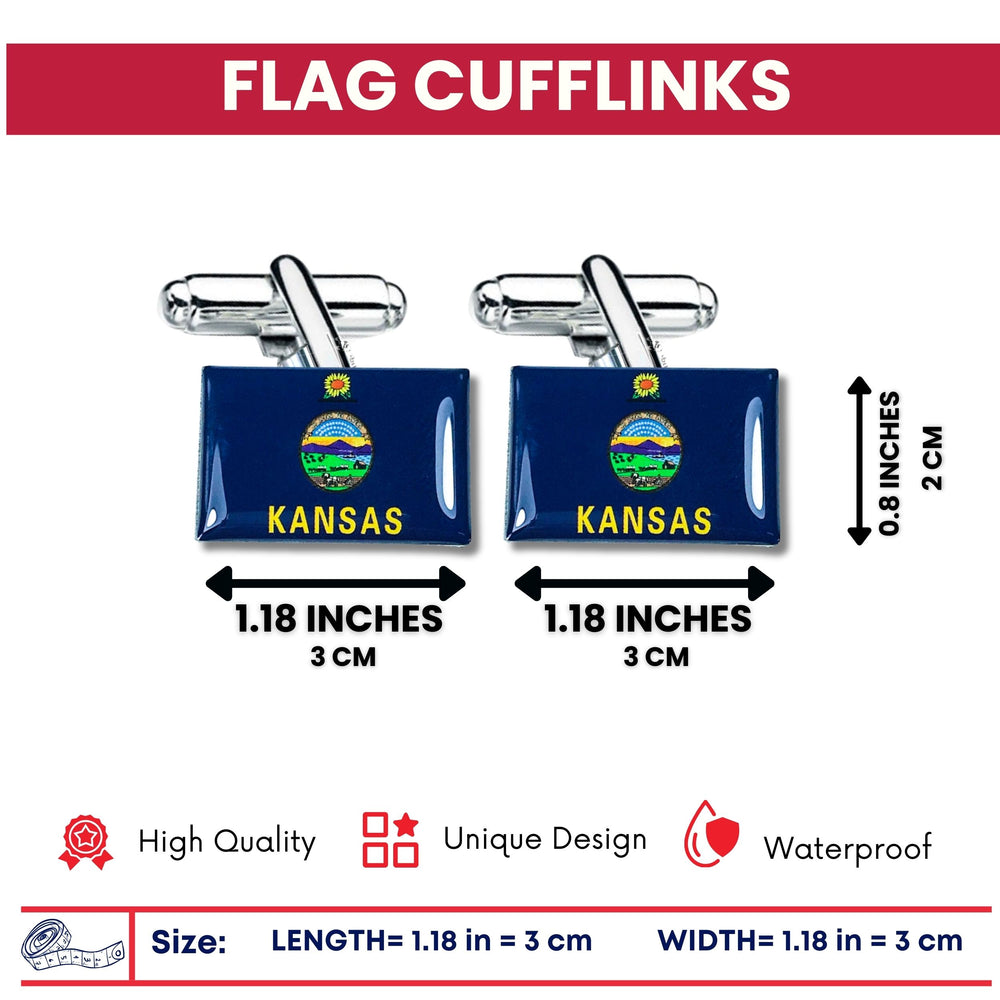 Cufflinks - State Flag - Kansas - USA