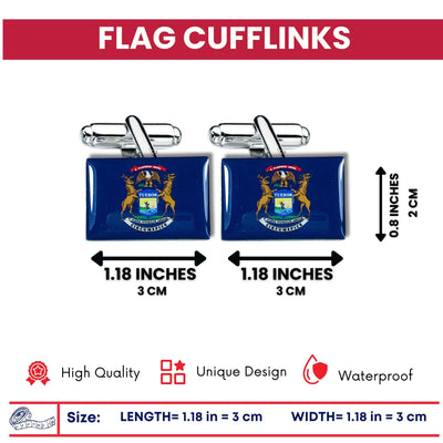 Cufflinks - State Flag Michigan - USA