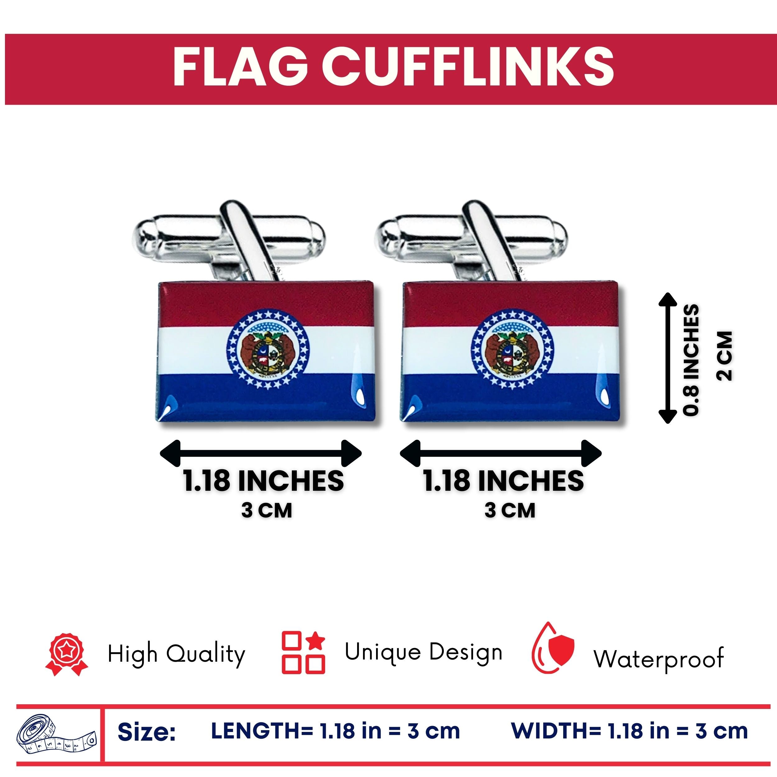Cufflinks - State Flag Missouri - USA