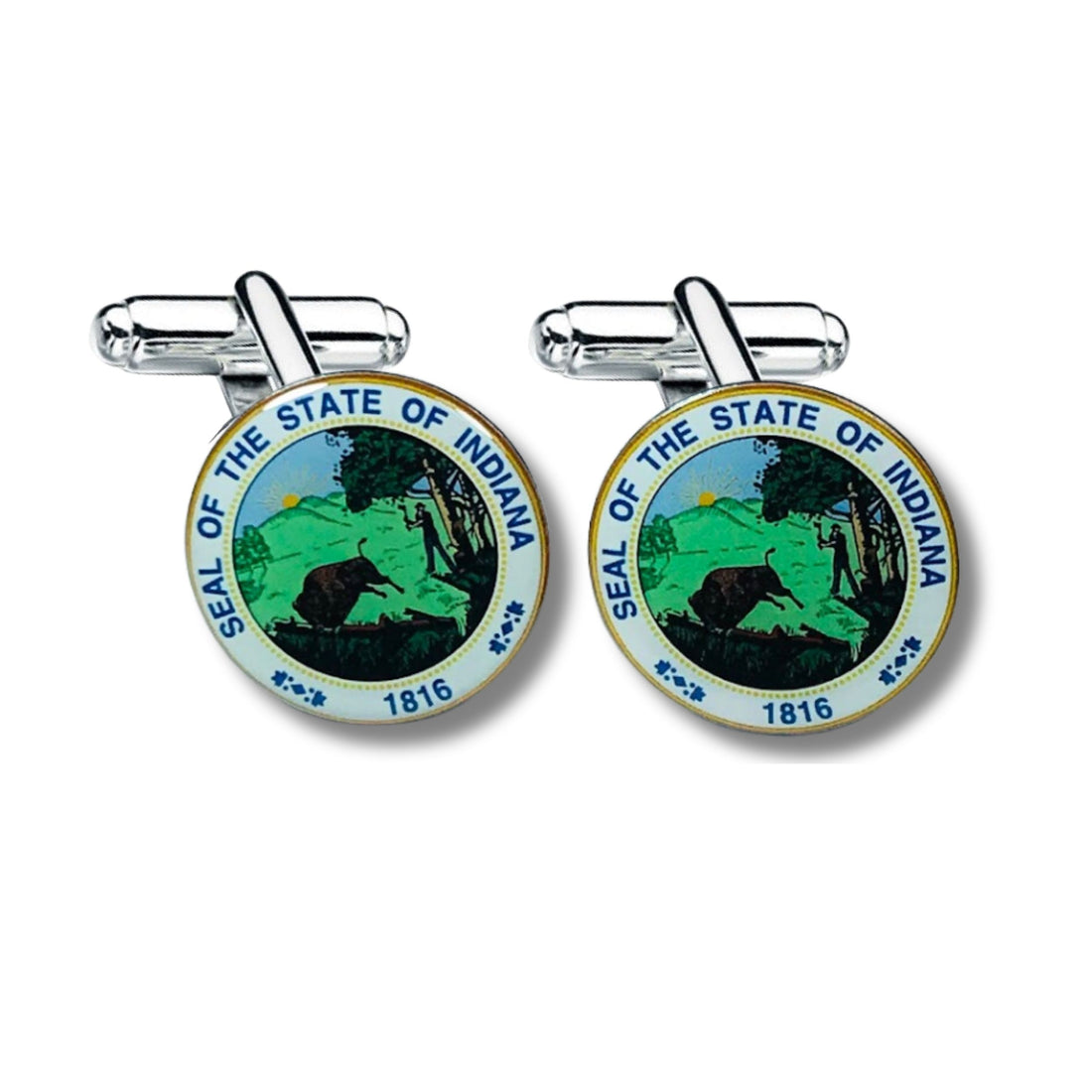 Cufflinks - State Seal Indiana - USA