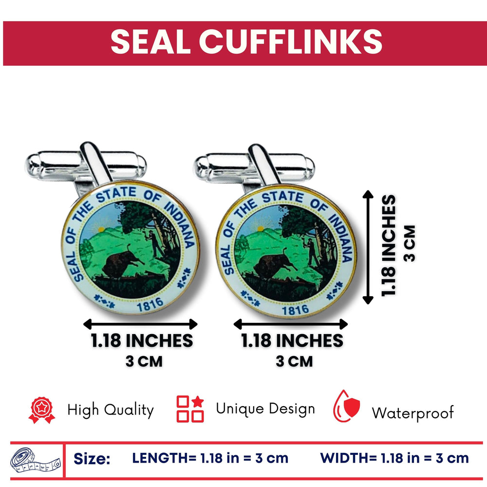 Cufflinks - State Seal Indiana - USA