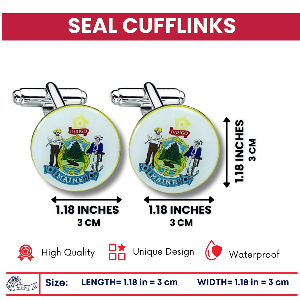 Cufflinks - State Seal Maine - USA