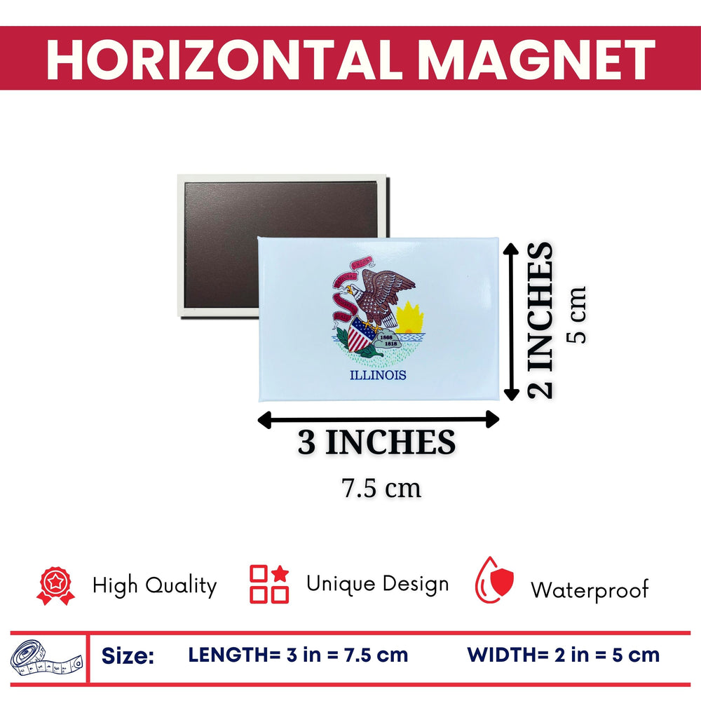 Horizontal Magnet - State Flag Illinois - USA