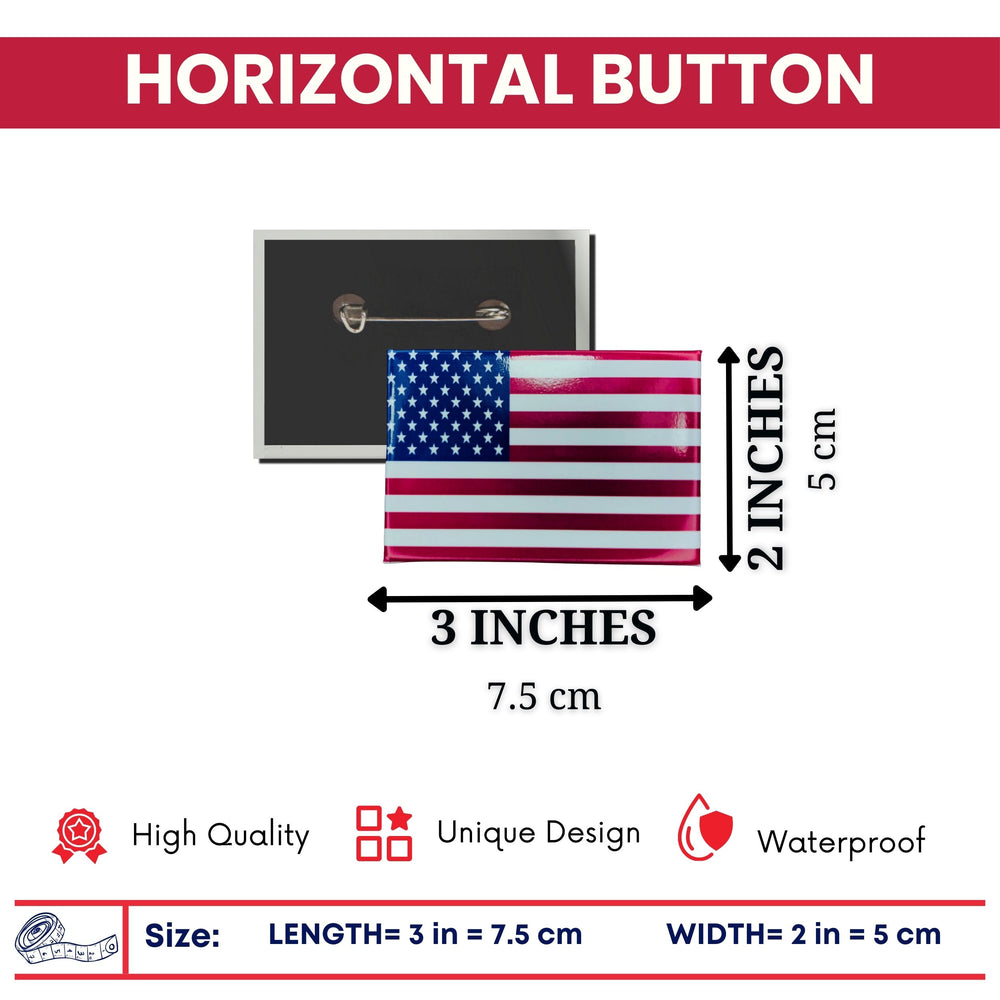 Horizontal Button - Flag United States - USA