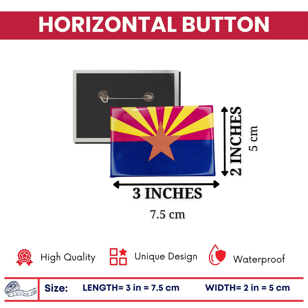 Horizontal Button - State Flag Arizona - USA
