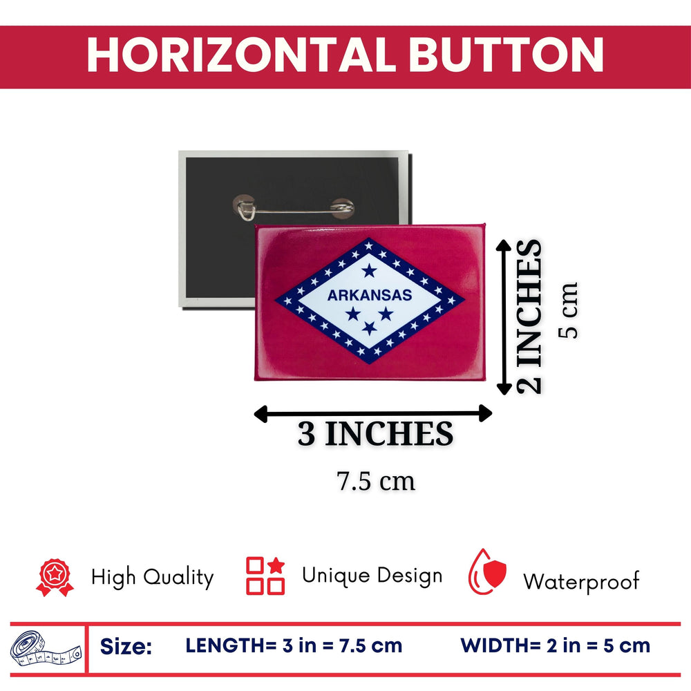 Horizontal Button - State Flag Arkansas - USA
