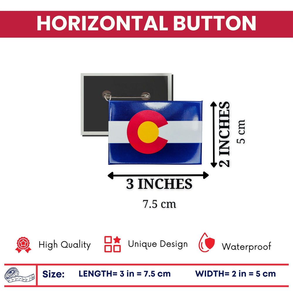 Horizontal Button - State Flag Colorado - USA
