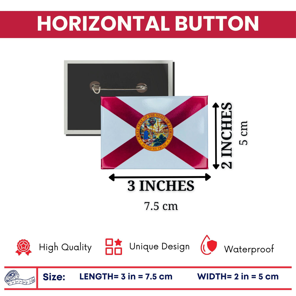 Horizontal Button - State Flag Florida - USA