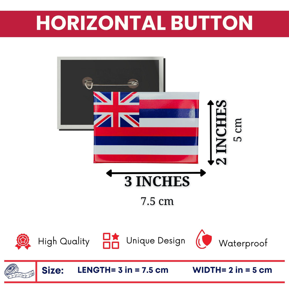 Horizontal Button - State Flag Hawaii - USA