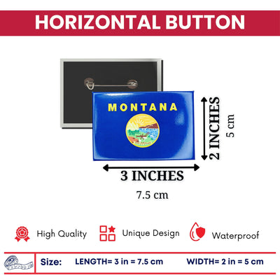 Horizontal Button - State Flag Montana - USA