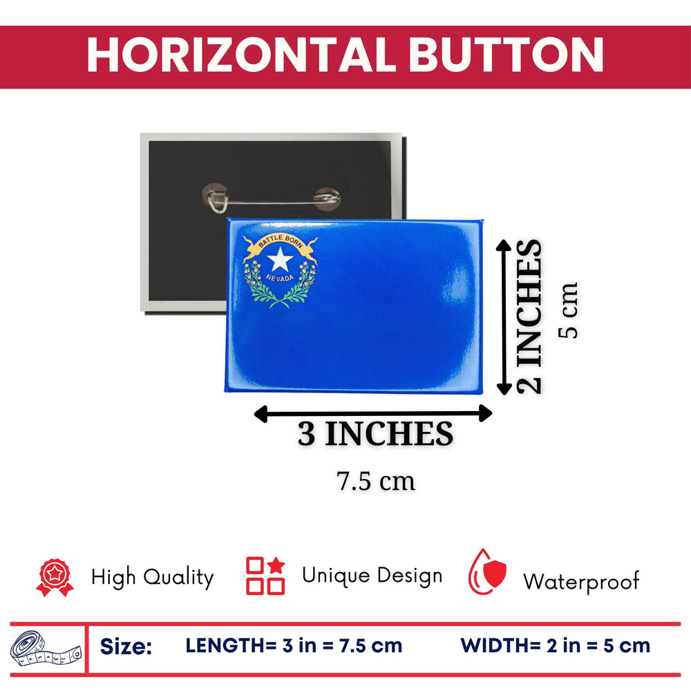 Horizontal Button - State Flag Nevada - USA