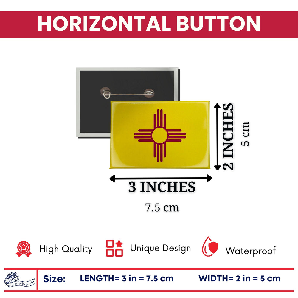 Horizontal Button - State Flag New Mexico - USA
