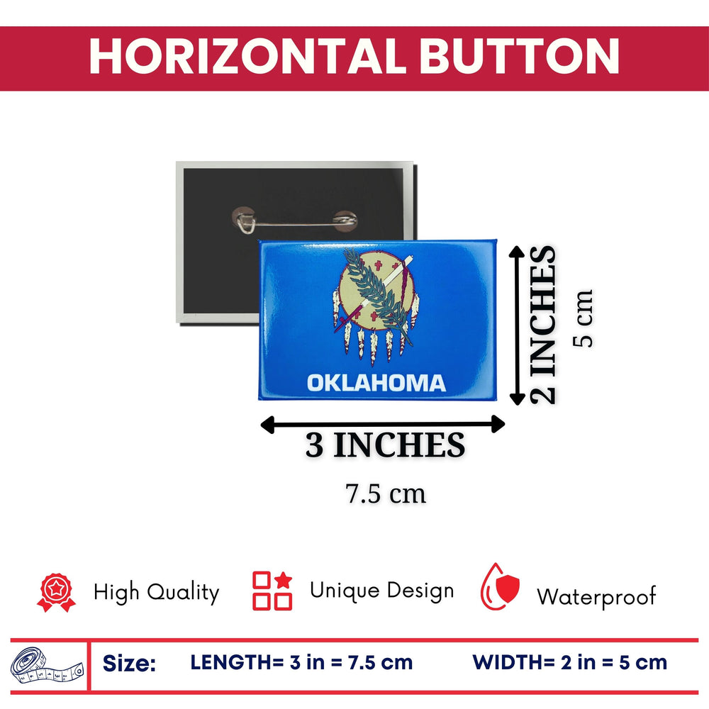 Horizontal Button - State Flag Oklahoma - USA