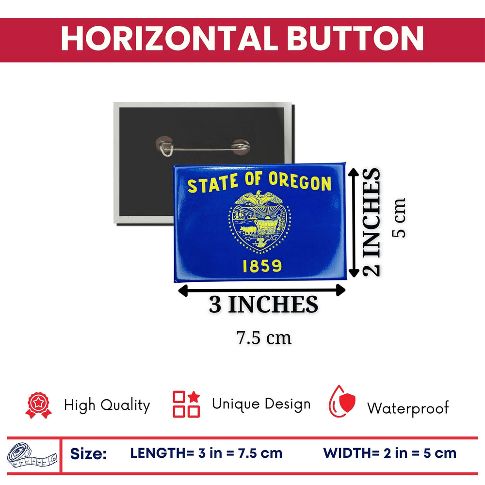 Horizontal Button - State Flag Oregon - USA