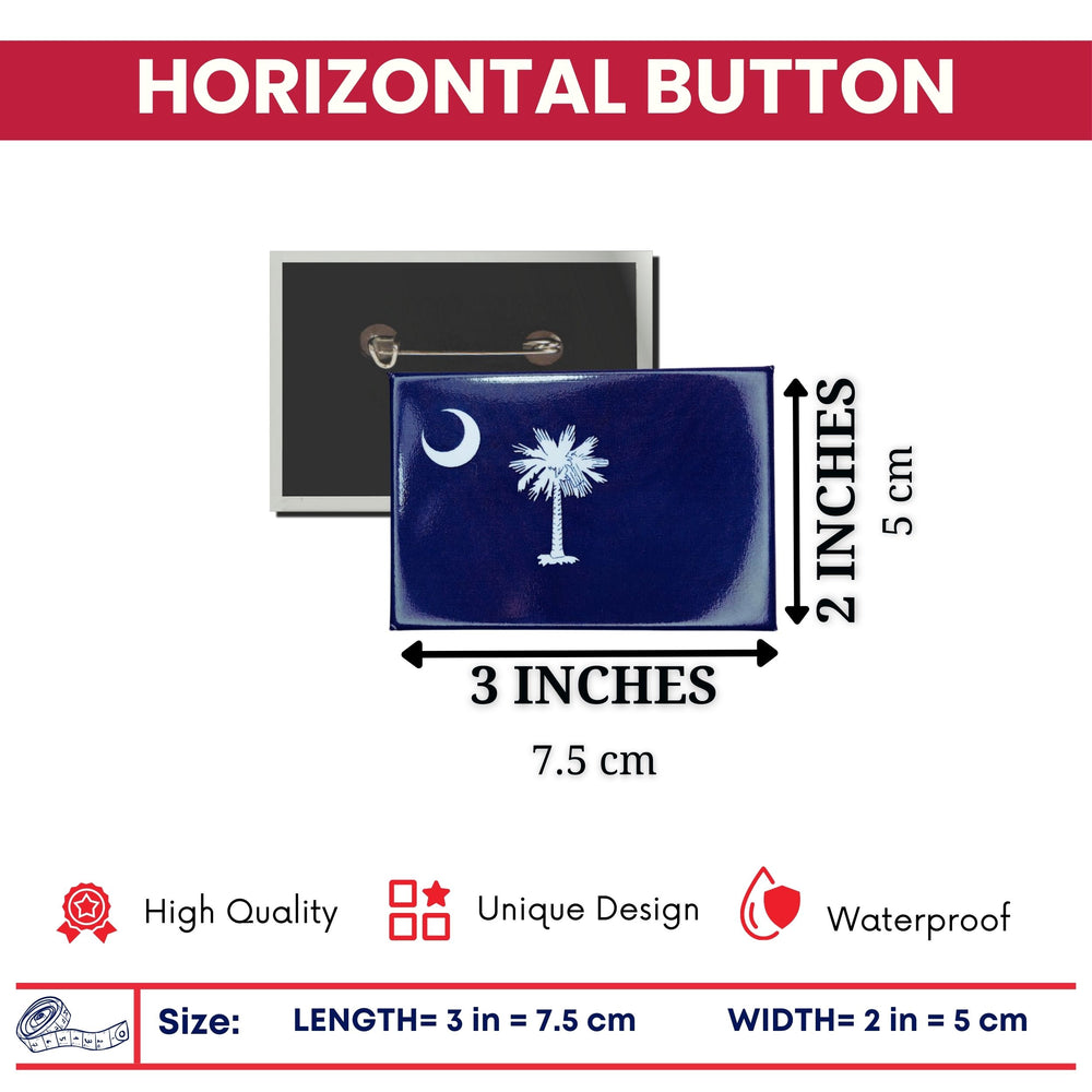 Horizontal Button - State Flag South Carolina - USA