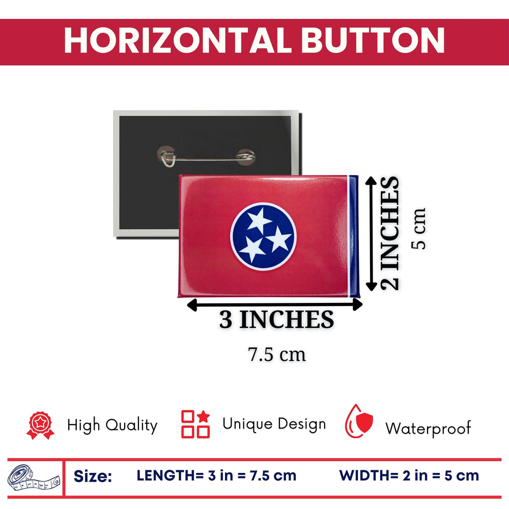 Horizontal Button - State Flag Tennessee - USA