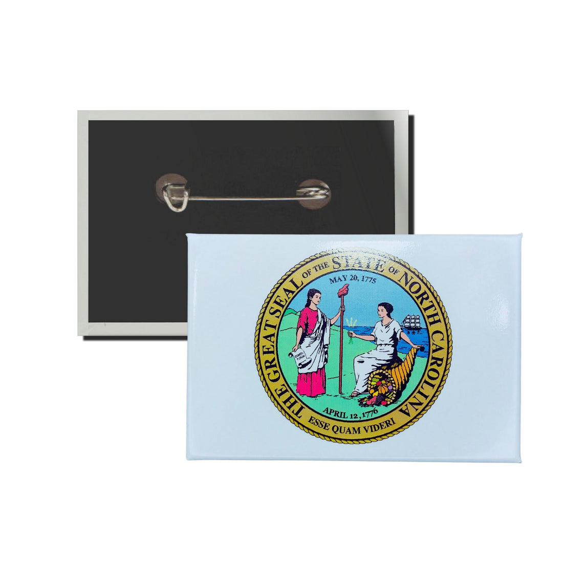 Horizontal Button - State Seal North Carolina - USA