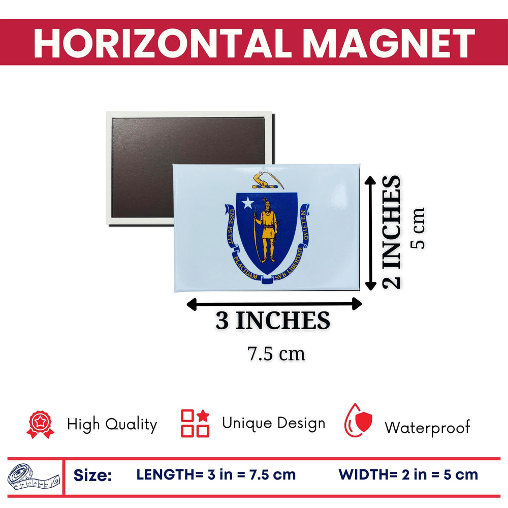 Horizontal Magnet - State Flag Massachusetts - USA