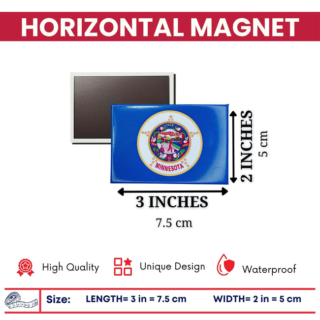 Horizontal Magnet - State Flag Minnesota - USA