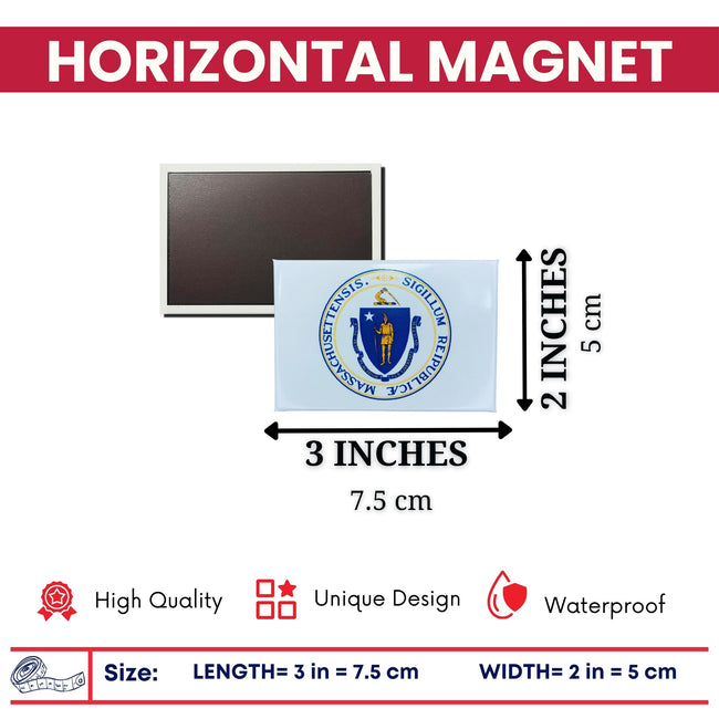 Horizontal Magnet - State Seal Massachusetts - USA