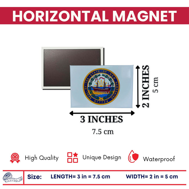 Horizontal Magnet - State Seal New Hampshire - USA