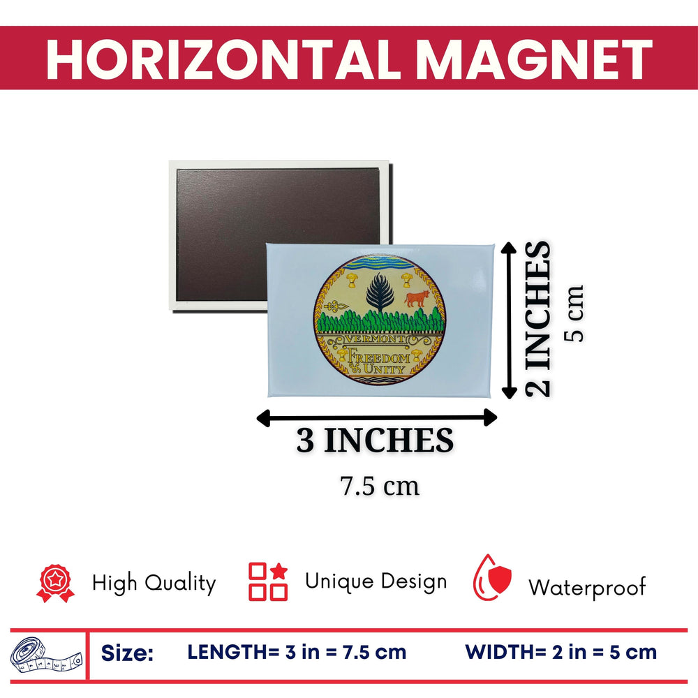 Horizontal Magnet - State Seal Vermont - USA