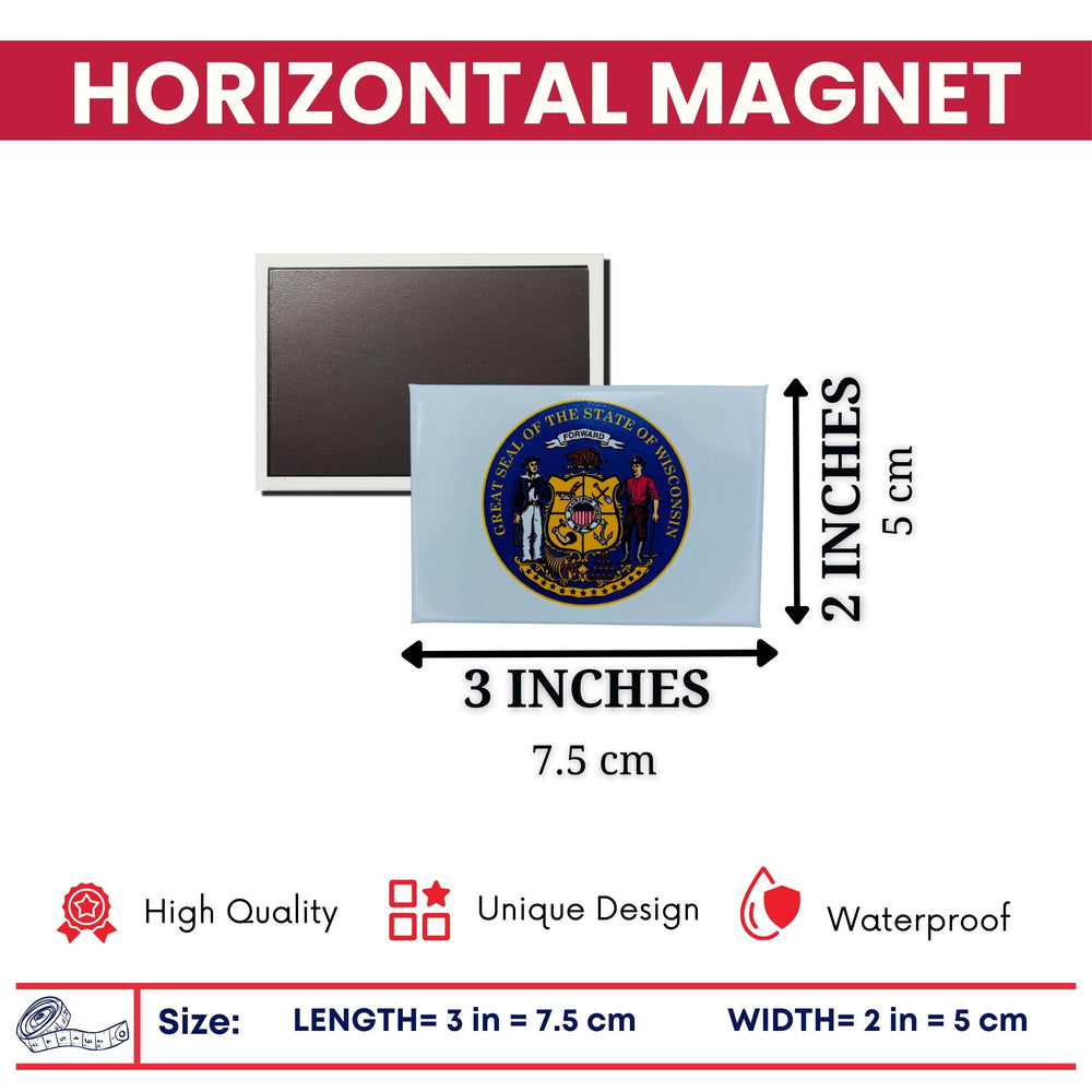 Horizontal Magnet - State Seal Wisconsin - USA