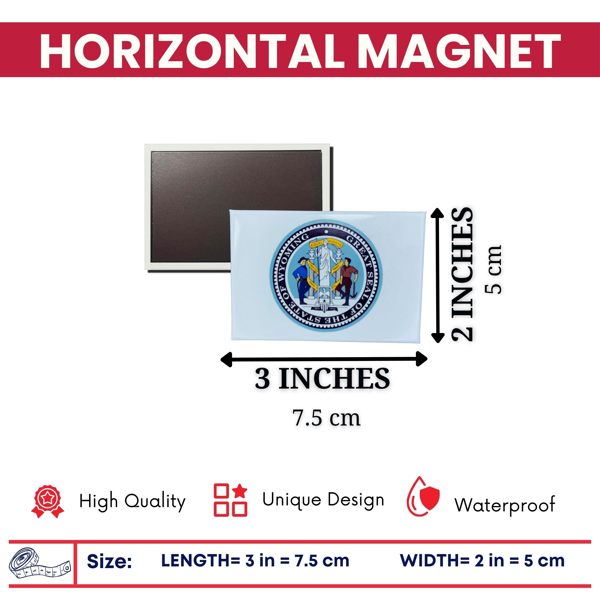 Horizontal Magnet - State Seal Wyoming - USA
