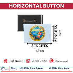 Horizontal Button - State Seal California - USA