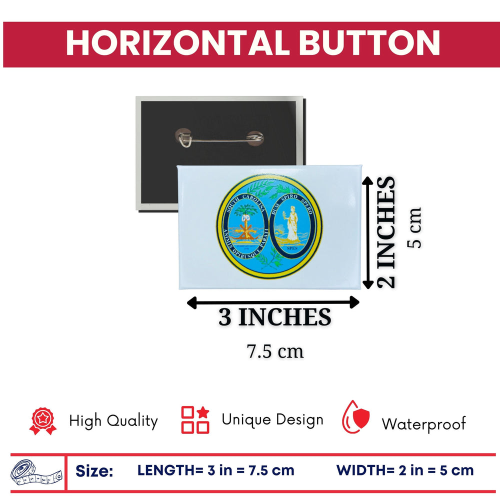 Horizontal Button - State Seal South Carolina - USA