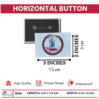 Horizontal Button - State Seal Virginia - USA