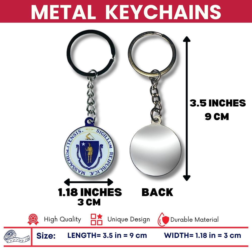 Metal Keychain - State Seal Massachusetts - USA