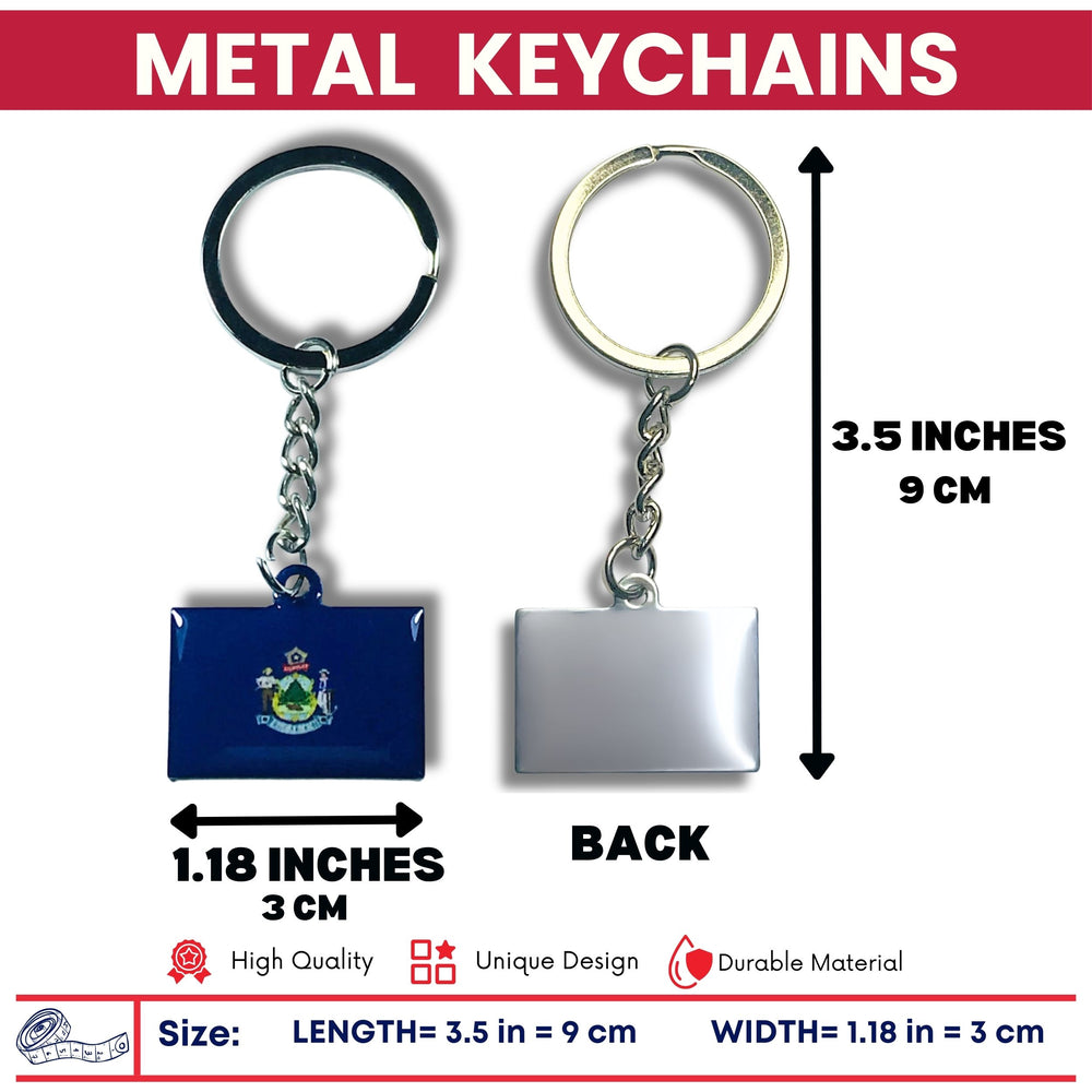 Metal Keychain - State Flag Maine - USA